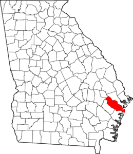Map of Liberty County within Georgia