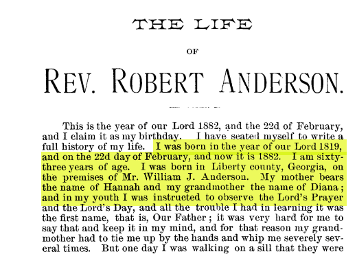 Rev. Robert Anderson memoir from Emory