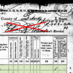 Illustration of the 1870 census with Holcombe's name crossed out
