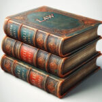 Three law books stacked on top of each other.