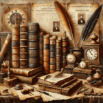 Illustrating the "resources" header with old books and records.